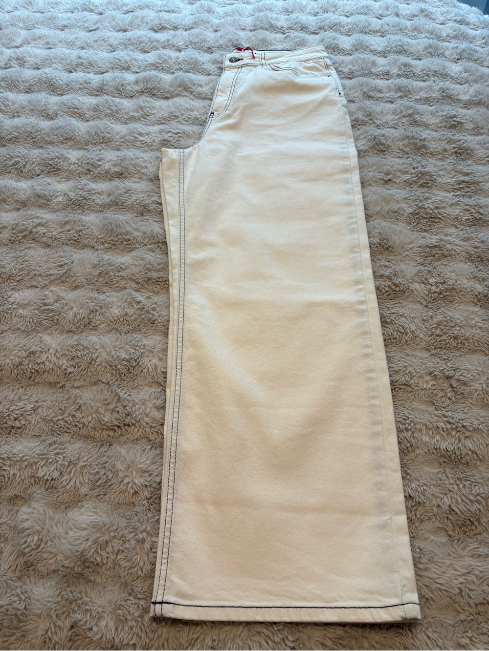 Frances Valentine Ace Wide-Leg High-Rise Women’s Jeans - Cream Size 12 - Picture 6 of 16
